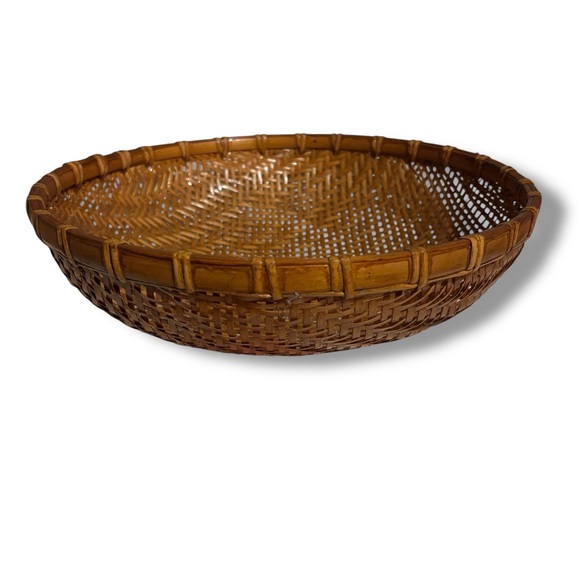 VINTAGE Split Bamboo Winnowing Basket 14” Diameter